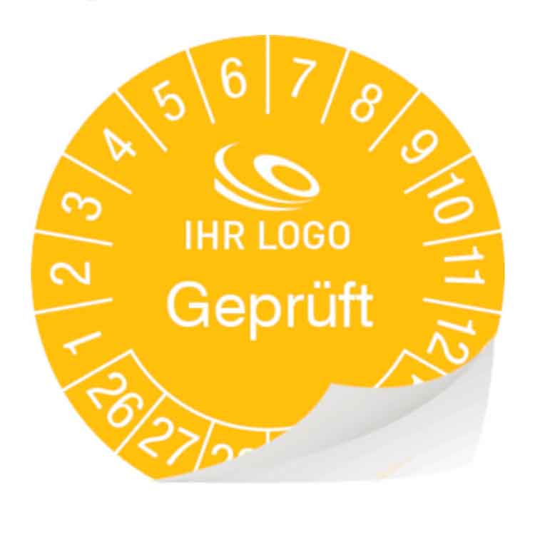 Individuell gefertigte Prüfplaketten aus Dokumentenfolie - in 4 Größen