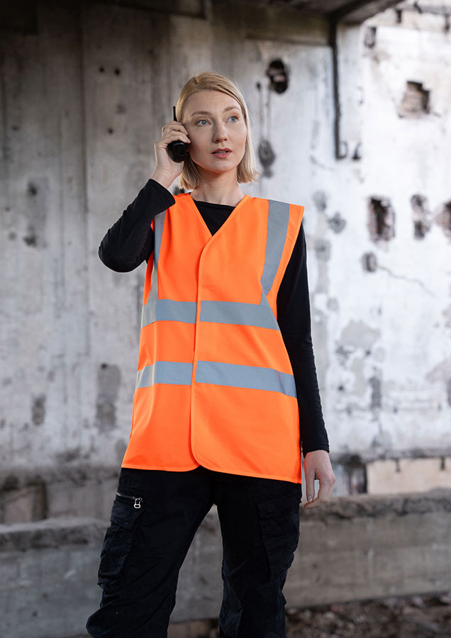 Korntex® Warweste Comfort-Fit „Minden“ - Vier Reflexstreifen - Signal-Orange - XL