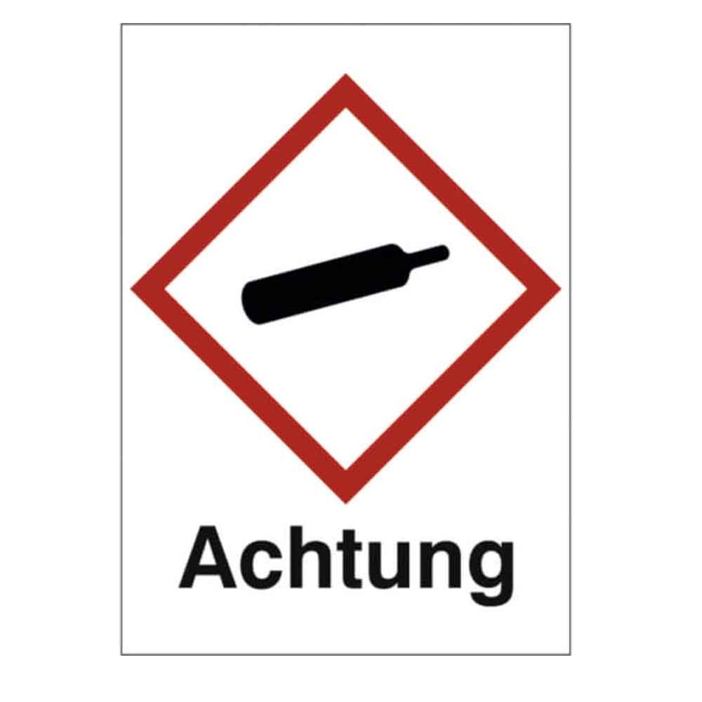 GHS-Gefahrstoffetikett - Kombischild mit Text: Achtung