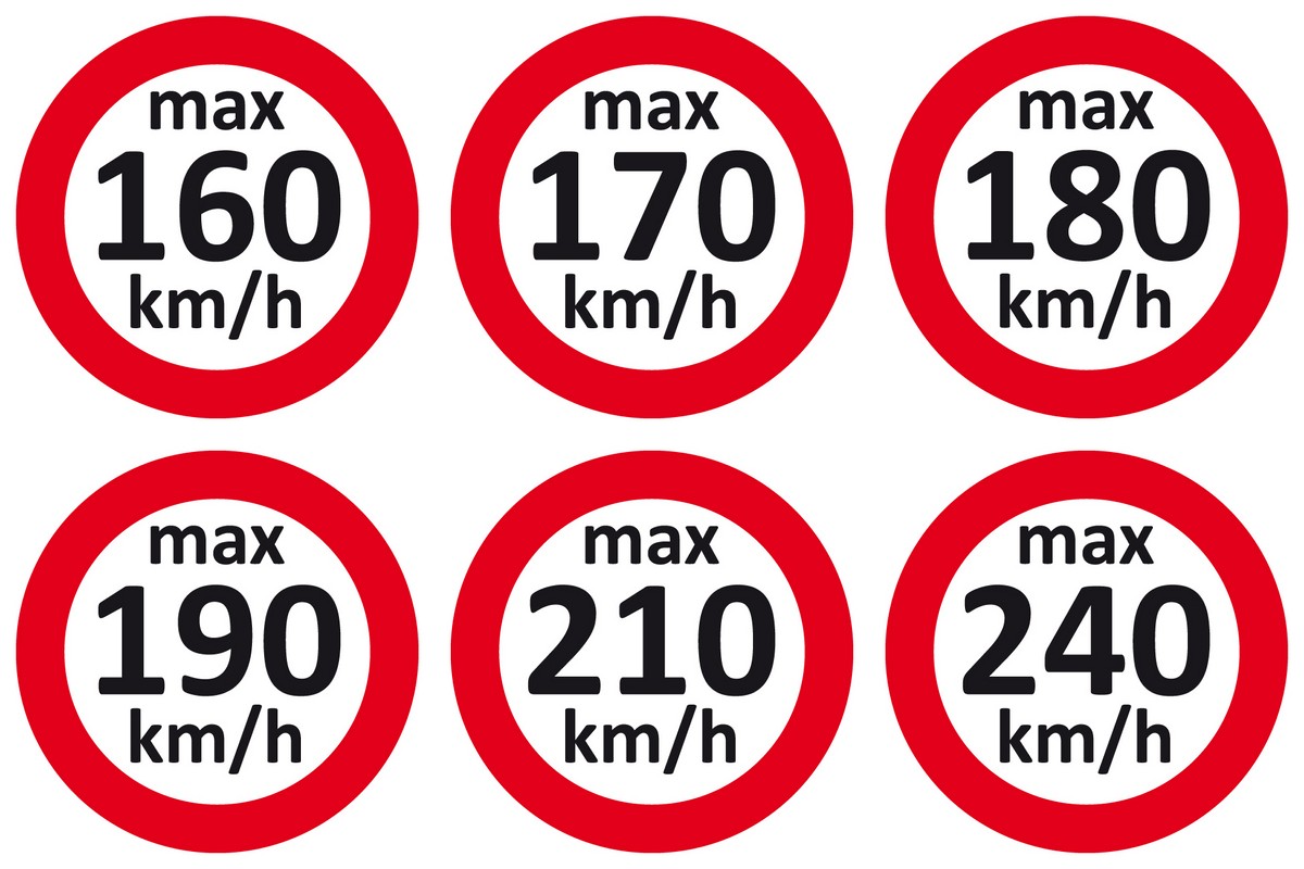 Geschwindigkeitsaufkleber - 160-240 km/h - für Winterräder