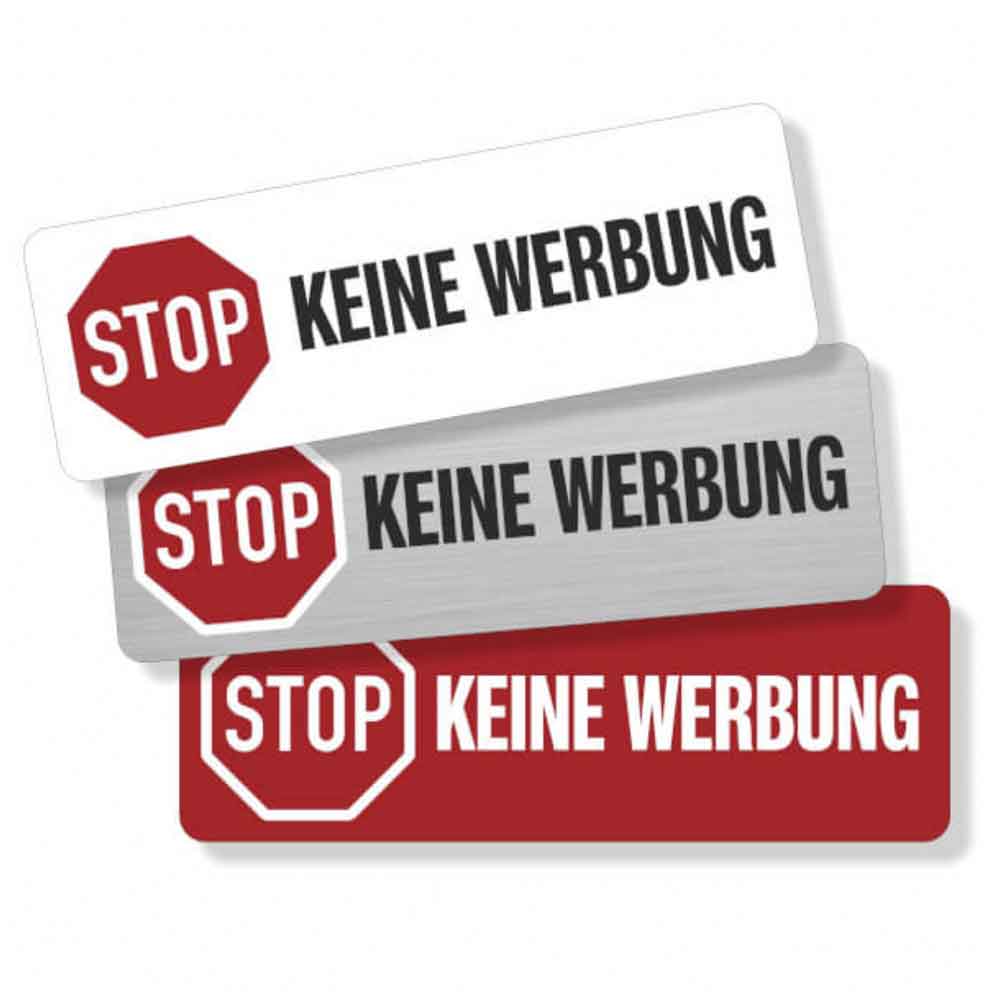 Hinweisschild - Haus und Grund - Text: Stop Keine Werbung