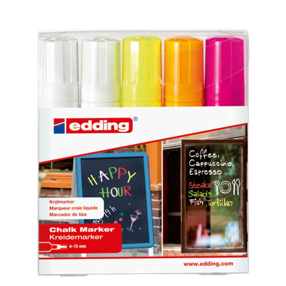 Edding 4090 Kreidemarker mit Keilspitze - 2 Artikel - 9 Farben