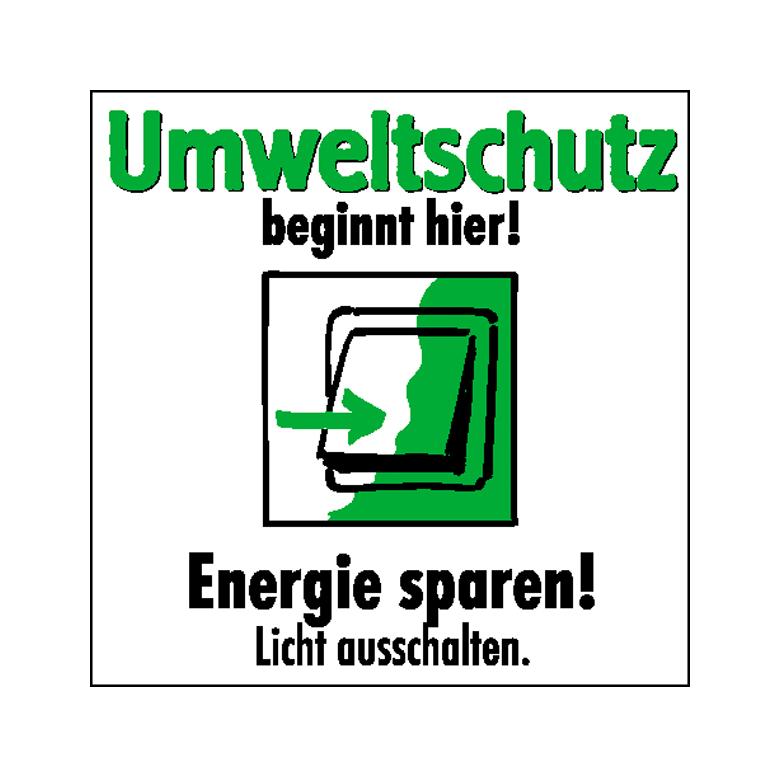 Etiketten - Umweltschutz beginnt hier! Energie sparen! Licht ausschalten