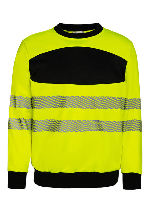 Korntex® - EOS - Hi-Vis Sweatshirt mit schwarzer Brustpartie - Signal-Gelb/Schwarz - 3XL