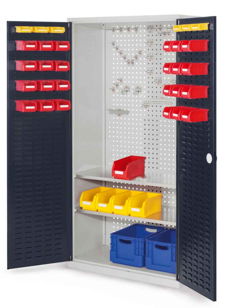 12-61-00-06-13-03-090-rasterplan-werkzeugschrank-schlitzplattentueren-tiefe-500-mm-b86960 RasterPlan® - Werkzeugschrank - mit Schlitzplattentüren - Tiefe 500 mm - 2 Fachböden