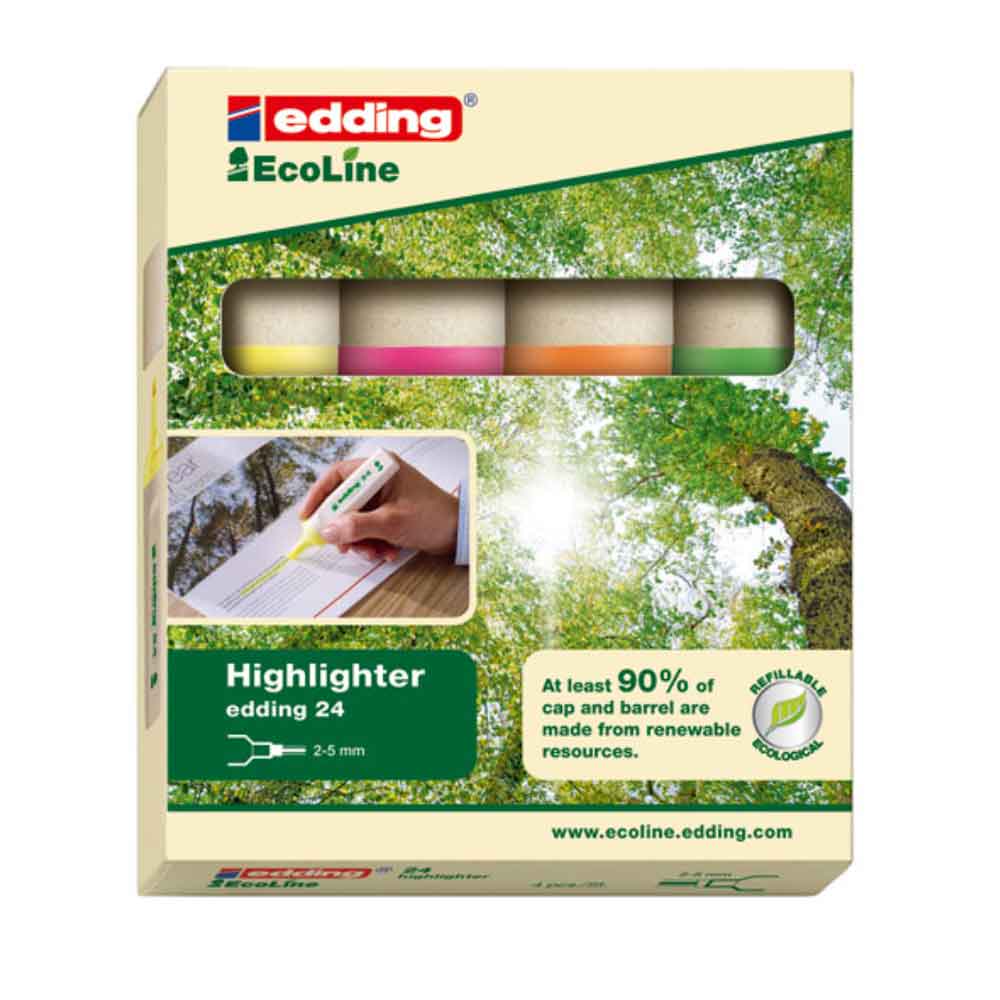 Edding 24 EcoLine Textmarker - Set in 4 Farben Edding 24 EcoLine Textmarker - Set in 4 Farben
