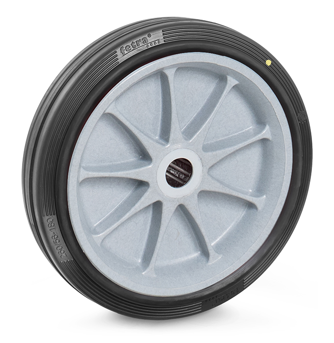 70417-5aa7e8 ESD-Vollgummirad - 260 x 56 mm - elektrisch leitfähig - Kunststoff-Felge - Grau