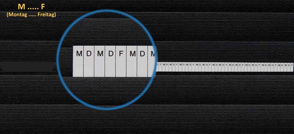 20-20-125-4-00-01-060-skala-montag-freitag-85f13c Skalen - 4 mm Strichabstand - für Planrecord-Stecktafel - 6 Ausführungen