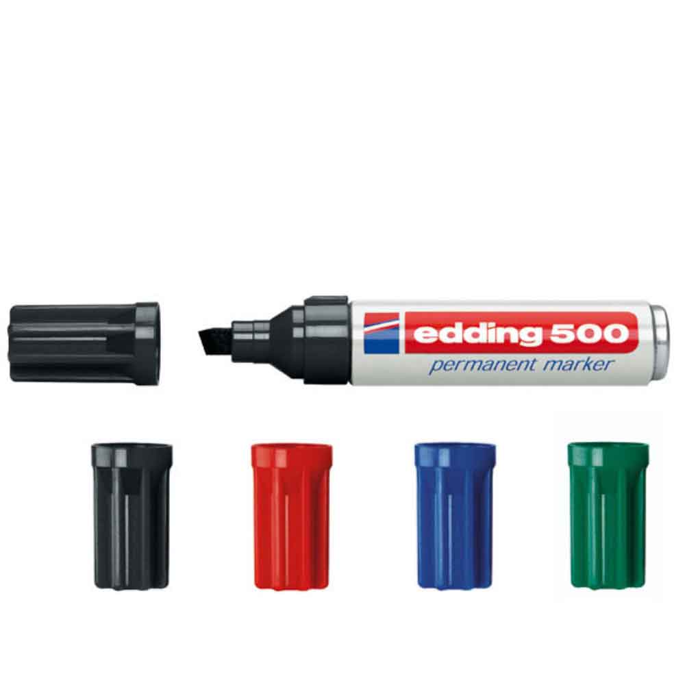 Edding 500 Permanentmarker mit Keilspitze - in 4 Farben Edding 500 Permanentmarker mit Keilspitze - in 4 Farben