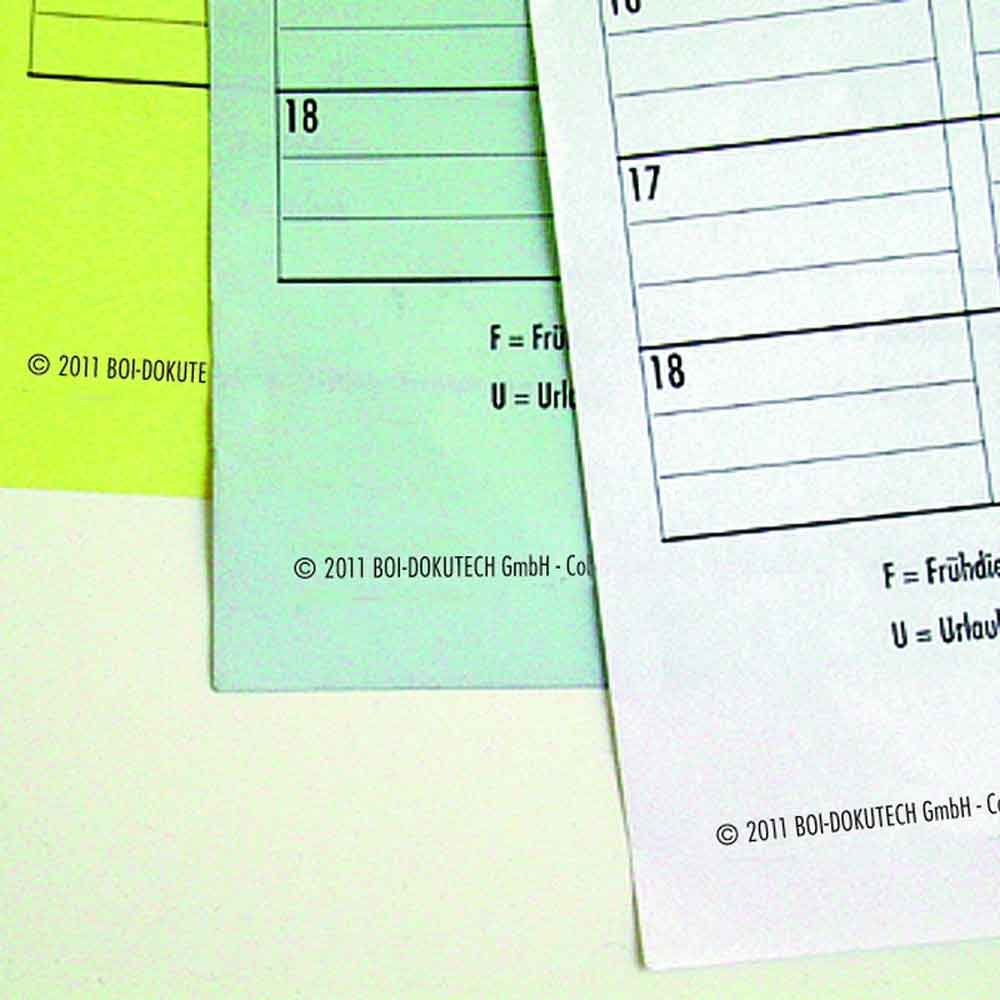 Formular "Dienstplan" - für bis zu 9 oder 21 Mitarbeiter - Zubehör für Dokumentationsmappen Formular "Dienstplan" - für bis zu 9 oder 21 Mitarbeiter - Zubehör für Dokumentationsmappen