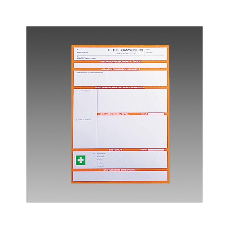 Betriebsanweisungen nach Paragraph 20 GefStoffV - DIN A4 - zur Selbstbeschriftung