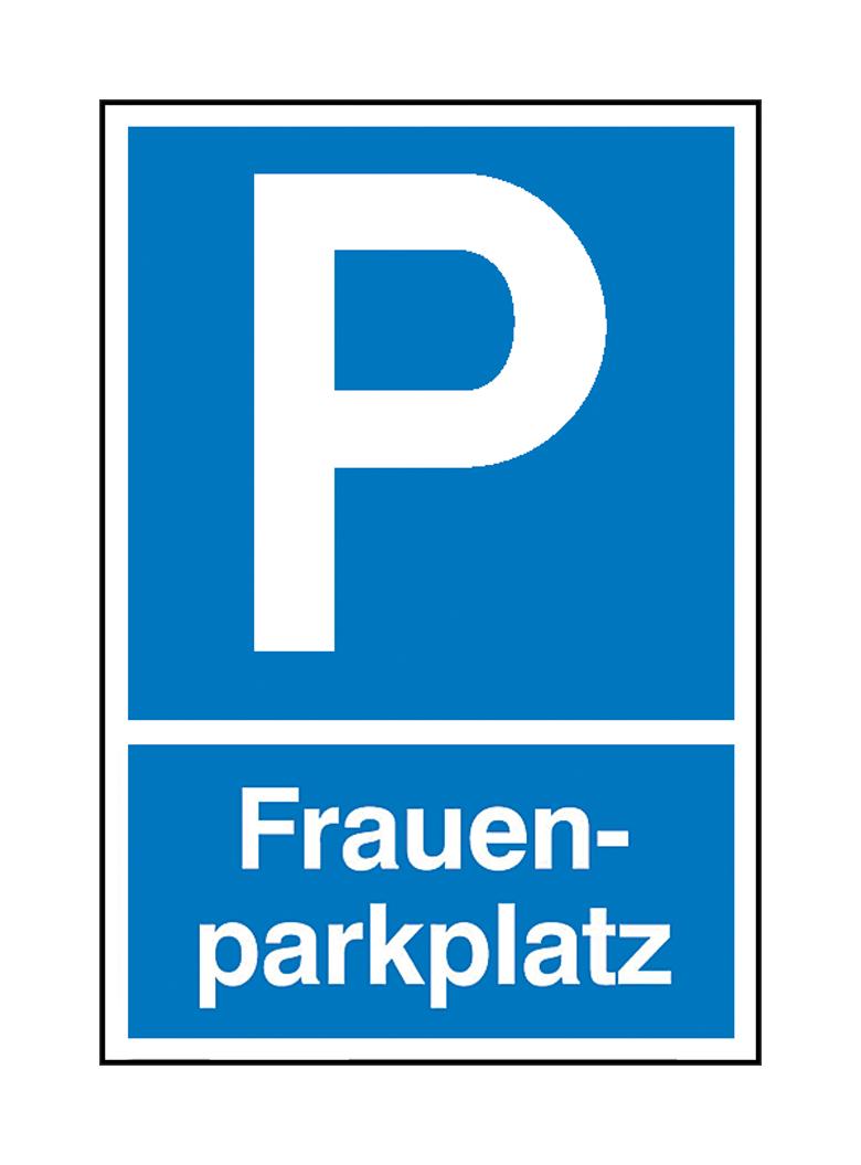 Parkplatzschild - Symbol: P - Text: Frauenparkplatz