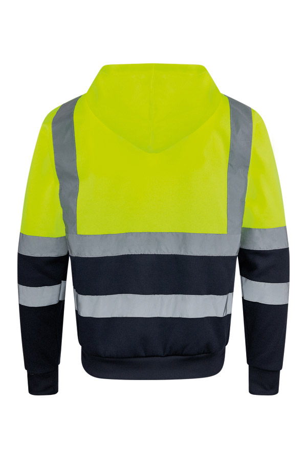 Korntex® Hi-Vis Zipper Hoodie „Galway“ - Signal-Gelb/Marineblau - 3XL