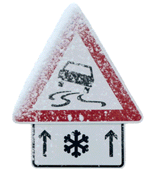 Schild Winter Glatteis auf den Straßen