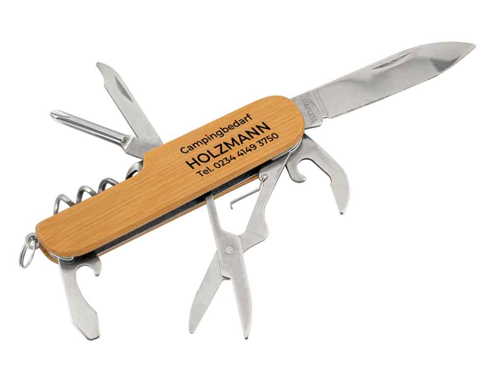Taschenmesser "BAO" - 7 Funktionen - Bambusgriff