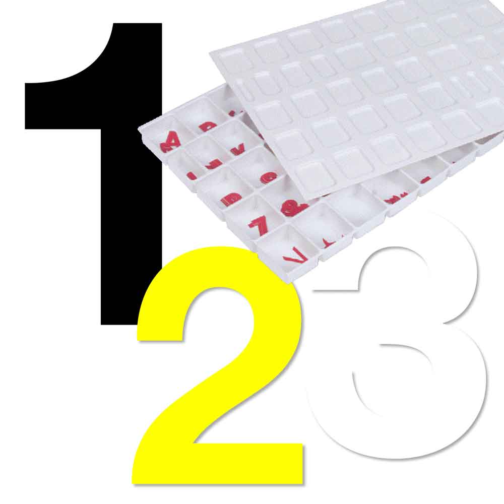 Sortiment Ziffern 0-9 - Folie - Block Modern - Höhe 20-100 mm - 3 Farben Sortiment Ziffern 0-9 - Folie - Block Modern - Höhe 20-100 mm - 3 Farben
