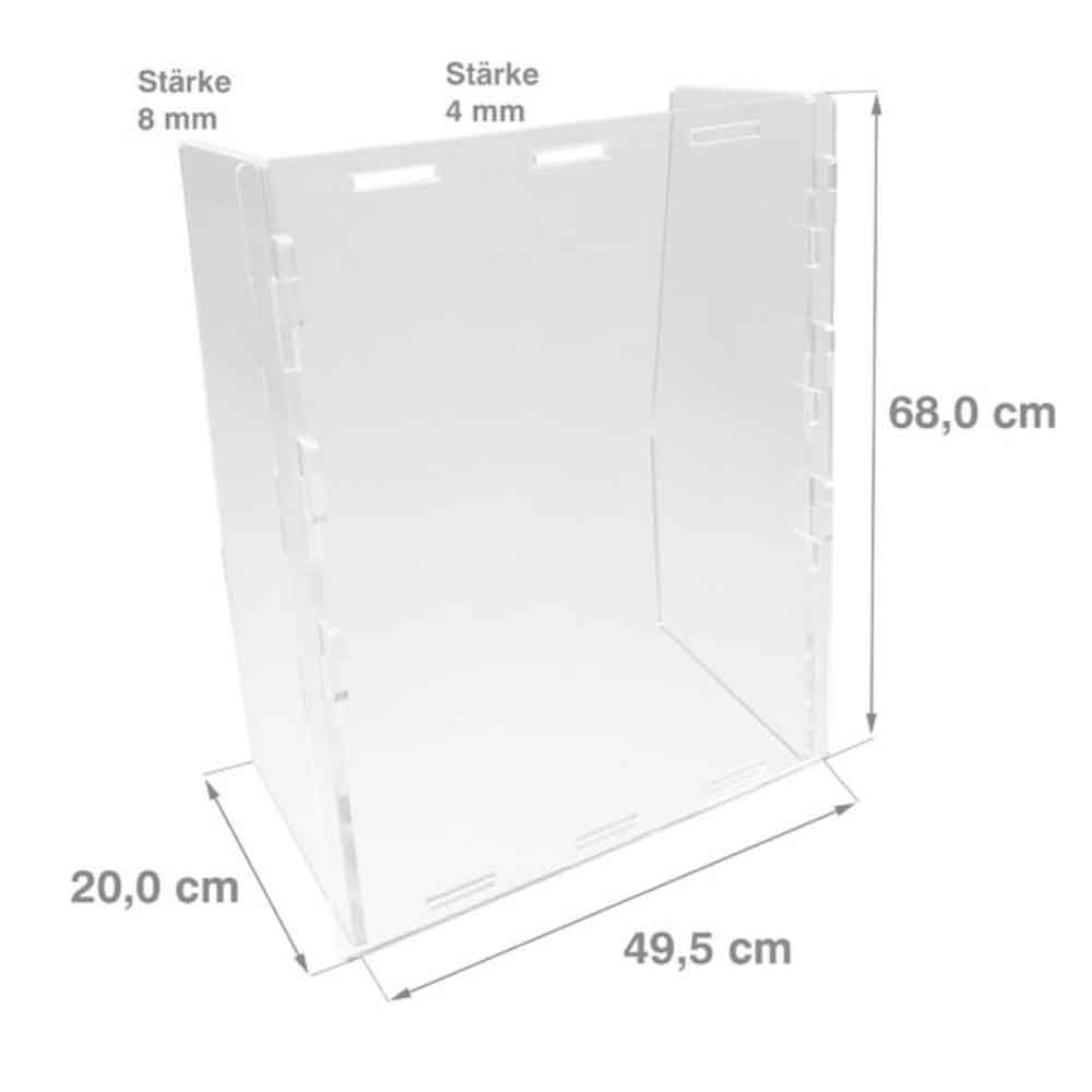 Mobile Acrylglasscheibe - intelligentes Stecksystem - variabel - mit Durchreiche