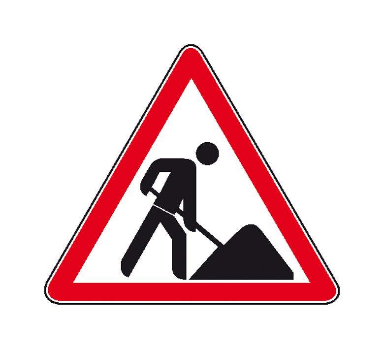 Hinweisschild zur Baustellenkennzeichnung - Symbol: Vorsicht Baustelle