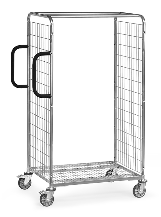 28201-b0d137 Kommissionierwagen - Stirnwände aus Drahtschweißgitter - Ladefläche L 850 x B 610 mm - H 1625 mm