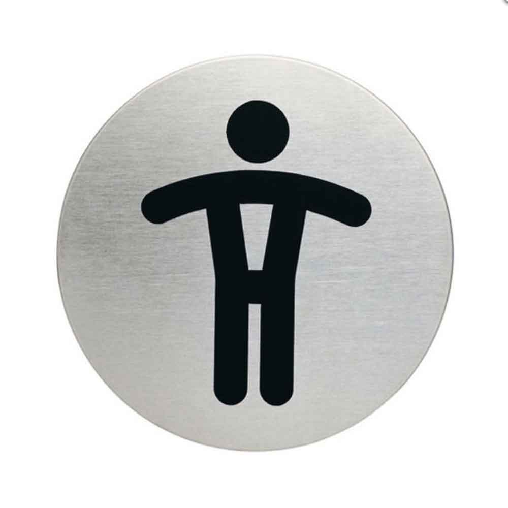 Piktogramm aus gebürstetem Edelstahl - rund - Türschild mit verschiedenen Symbolen/Aufschrift Piktogramm aus gebürstetem Edelstahl - rund - Türschild mit verschiedenen Symbolen/Aufschrift