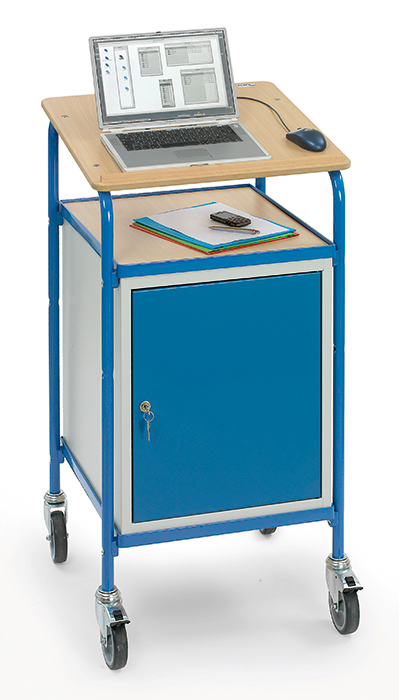 Rollpult mit Stahlschrank - geneigte Schreibfläche - Tragkraft 100 kg