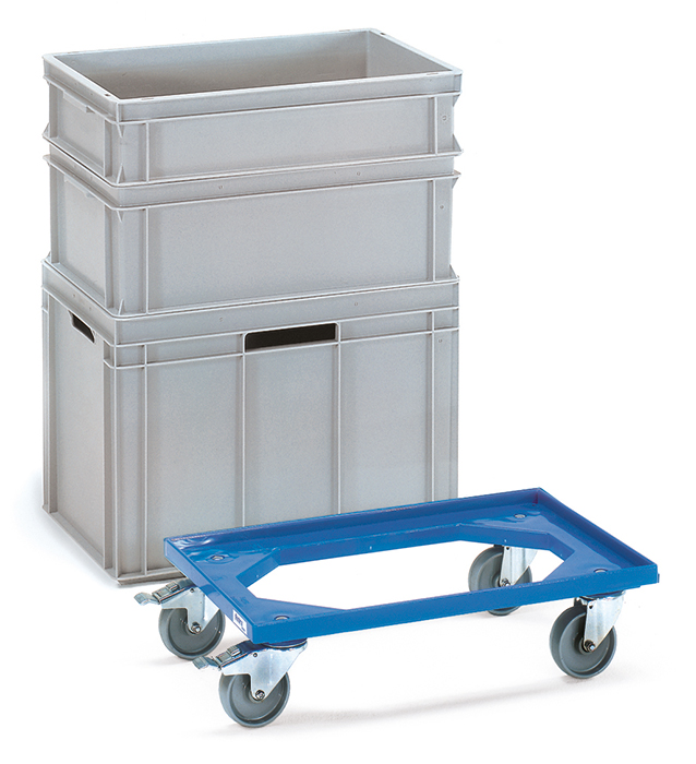 13590-36820e Eurokasten-Roller - Ladefläche 605 x 405 mm - Höhe 145 mm - offener Rahmen - Tragkraft 250 kg