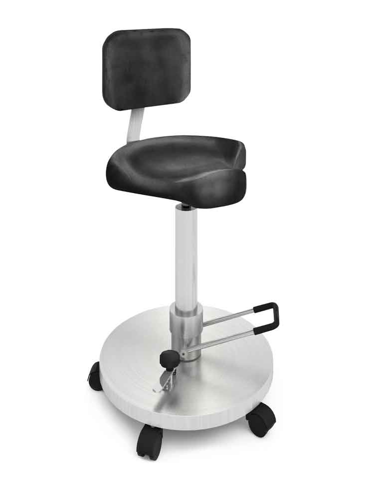 OP-Sattelsitz ergonomisch mit Rückenlehne - Höhenverstellung per 1-Wege- oder 2-Wege Hydraulik