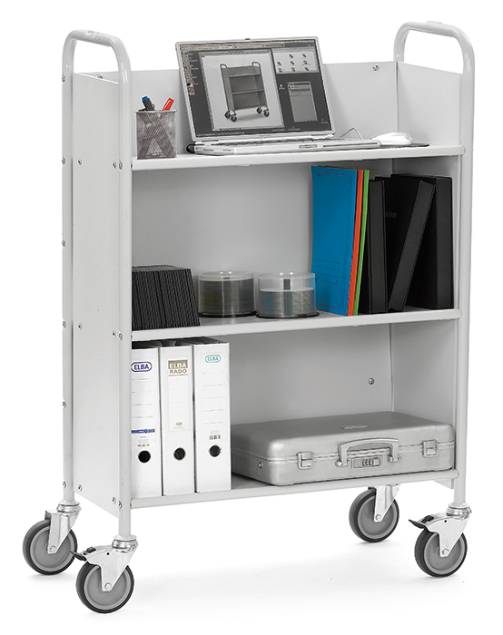 4891_live-8dc867 Bürowagen - mit Rückwand - 3 Ladeflächen 770 x 320 mm - Tragkraft 150 kg