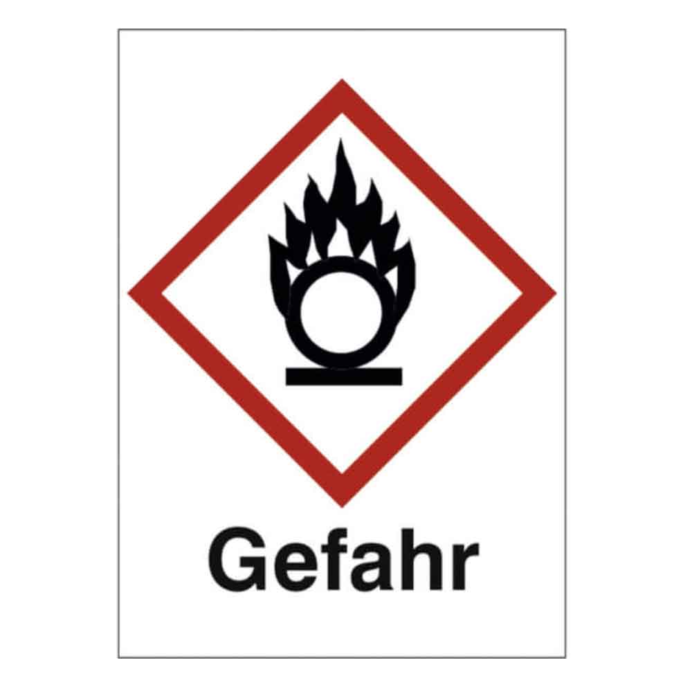 GHS-Gefahrstoffetikett - Kombischild mit Text: Gefahr