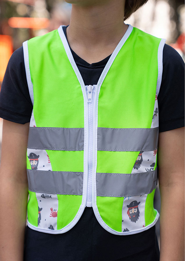 Korntex® Kinder Warnweste Action „Working Heroes“ - CO2 Neutral - Blau/Traktor - XS