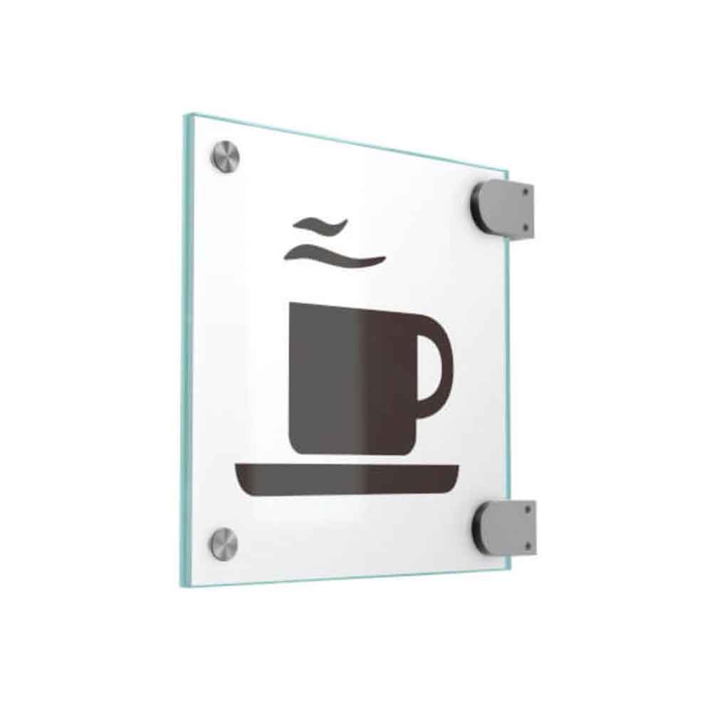 CRISTALLO Fahnenschild - 2 x 4 mm Sicherheitsglas - mit Edelstahl-Schildklemmen - 3 Größen CRISTALLO Fahnenschild - 2 x 4 mm Sicherheitsglas - mit Edelstahl-Schildklemmen - 3 Größen