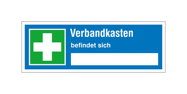 Erste-Hilfe-Hinweisschild - Verbandkasten befindet sich ...