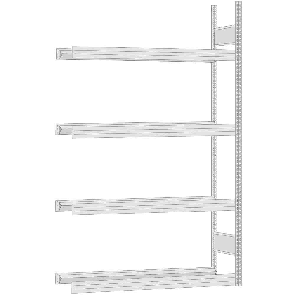 BERT-Reifenregal  - Anbaufeld - Stecksystem -  H 2500 x T 500 mm - in 4 Breiten - 4 Lagerebenen - 250 kg