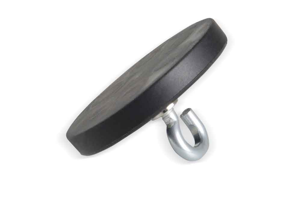 Gummierter Neodym Kraftmagnet - mit Haken - 2 Größen Gummierter Neodym Kraftmagnet - mit Haken - 2 Größen