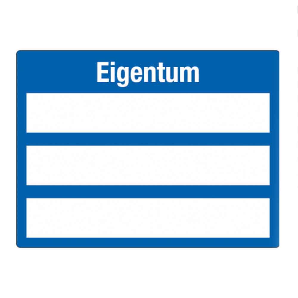 Inventar-Etikett - Eigentum - Dokumentenfolie auf Bogen - mit 3 Beschriftungsfeldern - selbstklebend