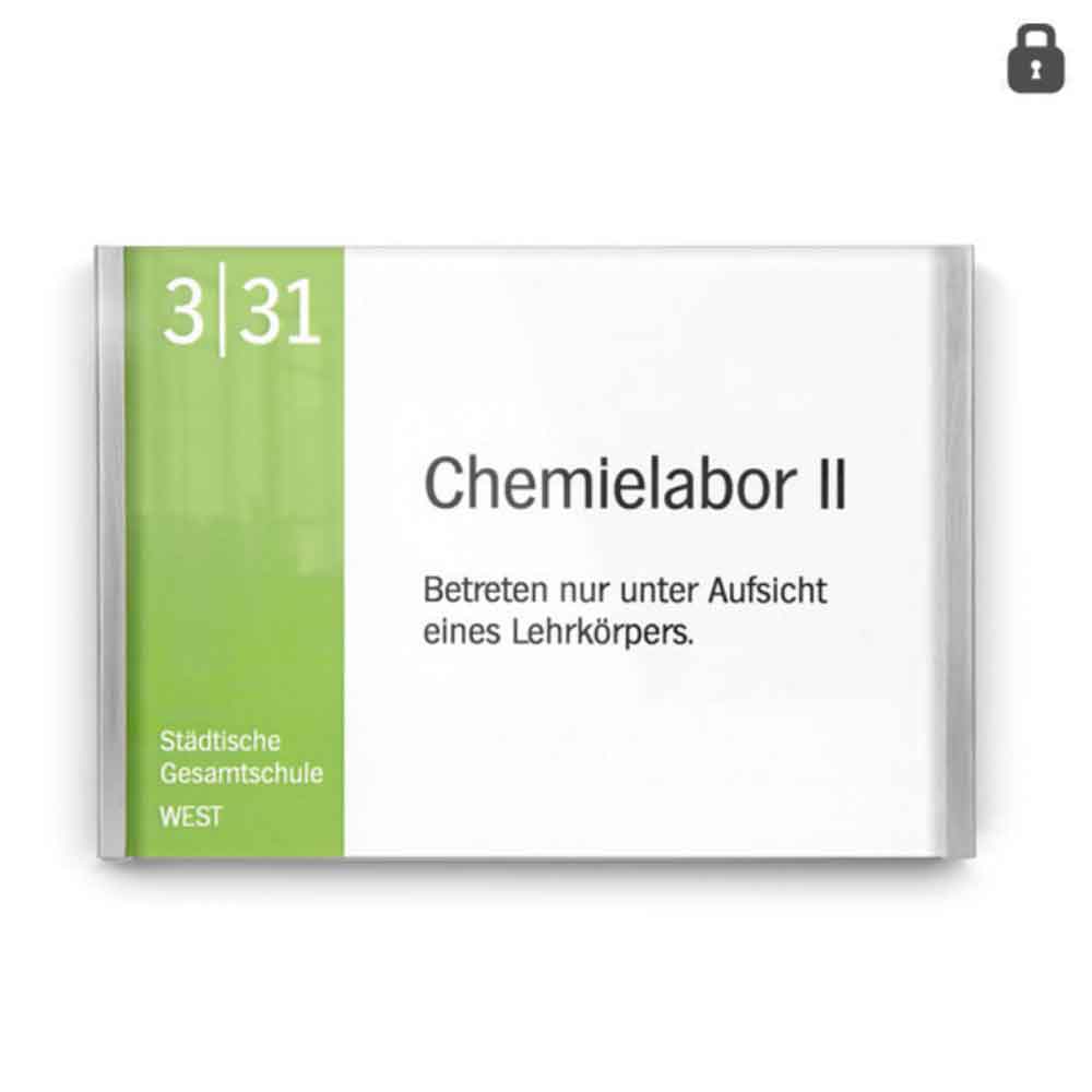 LITE Secure Türschild - mit Einlagensicherung - aus Acrylglas und Edelstahl LITE Secure Türschild - mit Einlagensicherung - aus Acrylglas und Edelstahl
