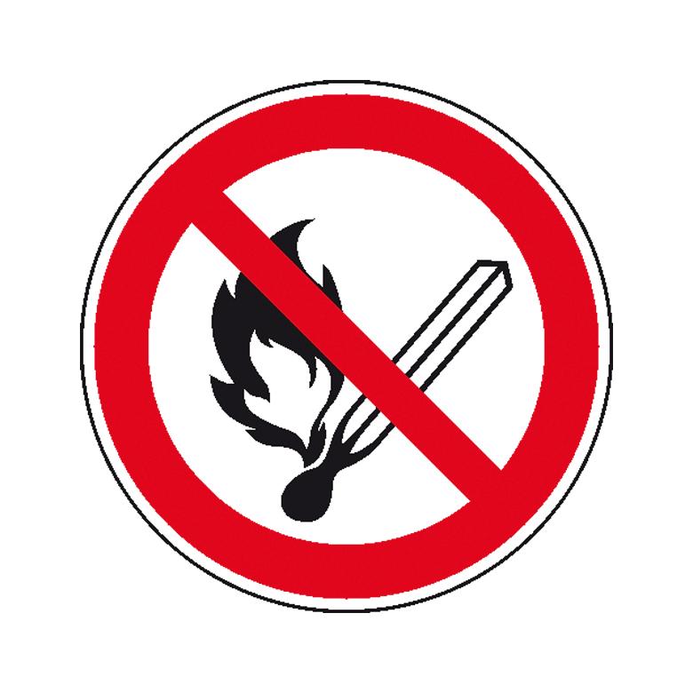 Verbotsschild - Keine offene Flamme, Feuer, offene Zündquelle und Rauchen verboten