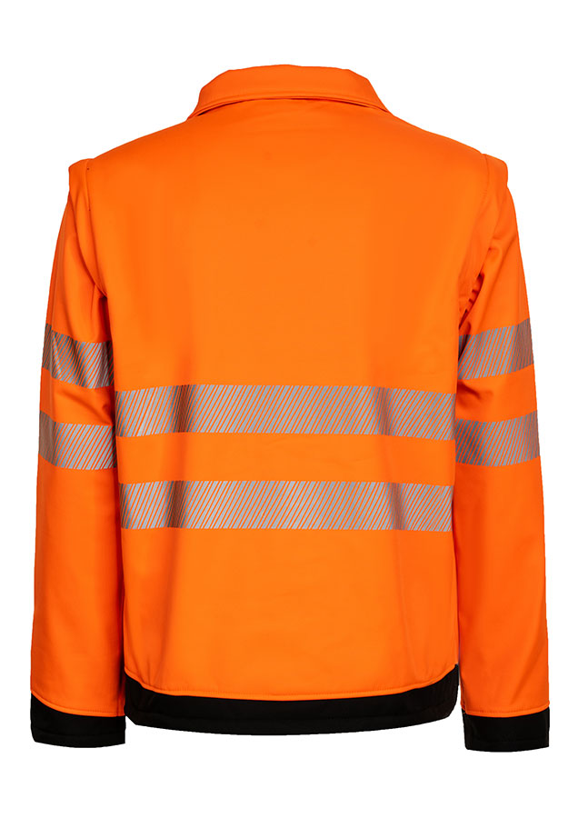 Korntex® - EOS - Hi-Vis Softshell Jacke mit schwarzer Brustpartie - Signal-Orange/Schwarz - 3XL