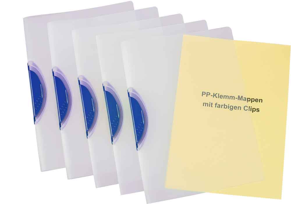 20-11-024-0-00-07-002-swing-clipmappen-blau-4585cc Swing-Clip-Hefter - PP-Folie - Clip in 5 Farben oder Sortiert