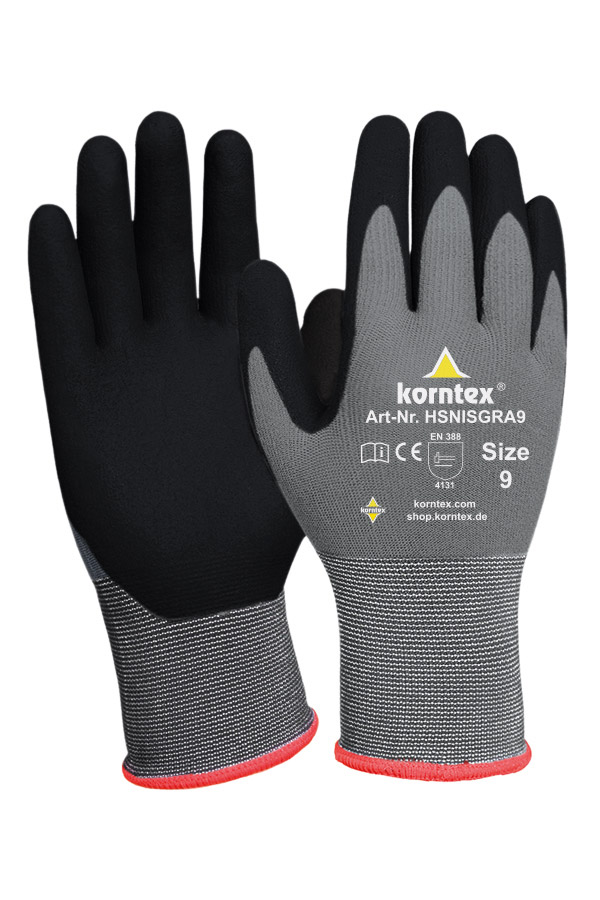 Korntex® Nitrilschaum-Handschuh „Izmir“ - Farbe Schwarz/Grau
