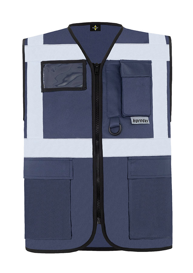 Korntex® Warnweste „Berlin“ - Multifunktional mit Taschen - Waldgrün/Signal-Gelb - XXL