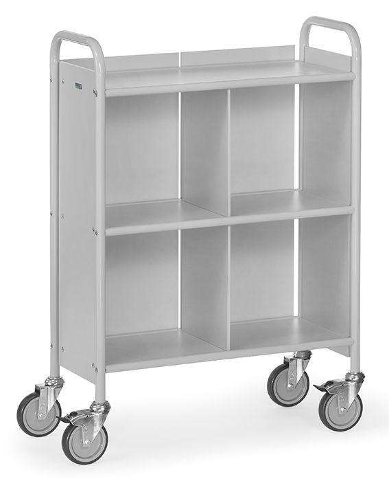 4873-ca0fdf Bürowagen - Trennwand und Rückwand - 3 Ladeflächen 720 x 350 mm - Tragkraft 150 kg