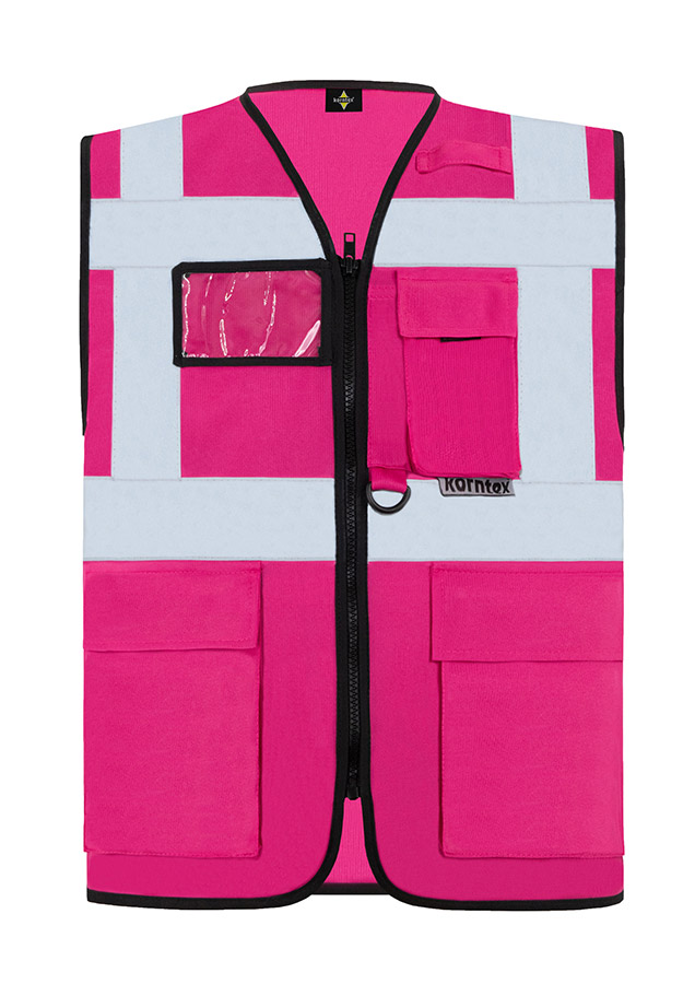 Korntex® Warnweste „Berlin“ - Multifunktional mit Taschen - Waldgrün/Signal-Gelb - XXL