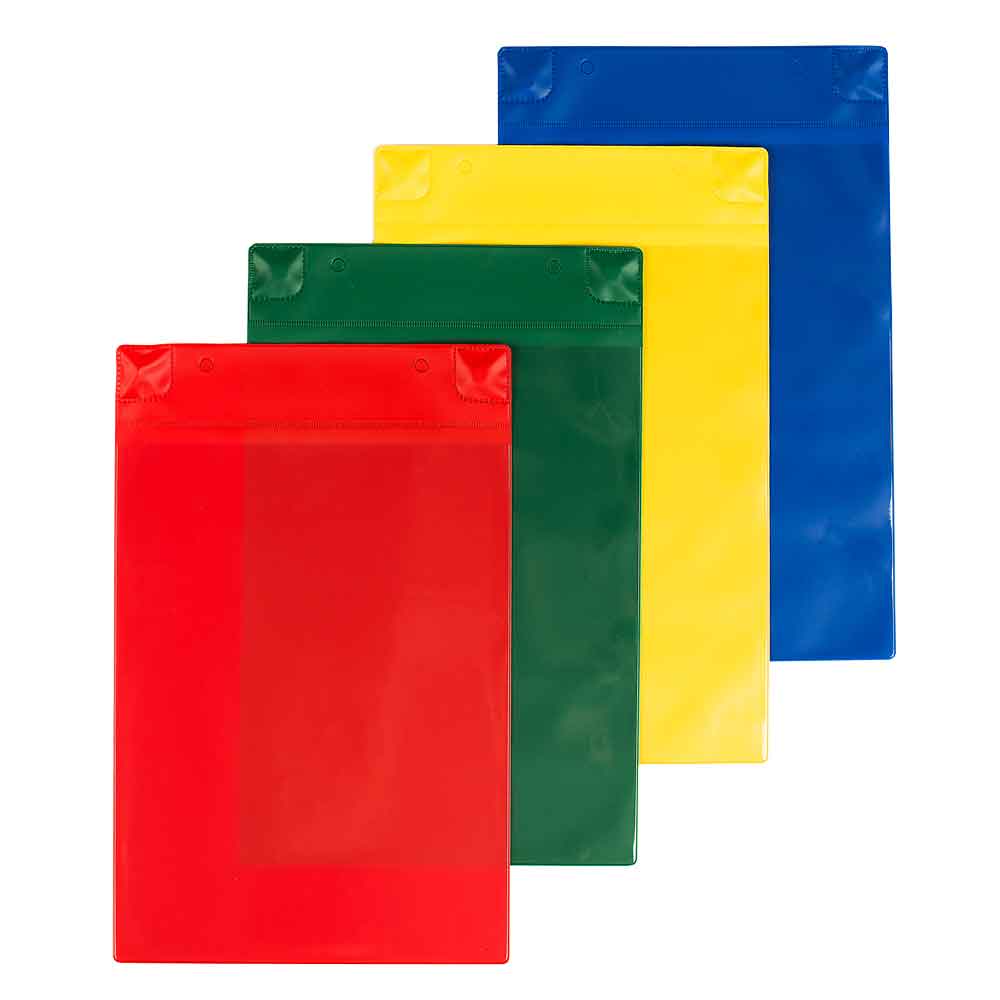 Magnet Taschen mit Regenschutzklappe - aus PVC - DIN A5 hoch und quer - 4 Farben