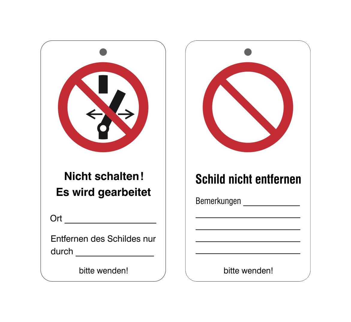 30-83-143-0-00-058-wartungsanhanger-mit-sicherheitszeichen-nicht-schalten-es-wird-gearbeitet-411454-y-01-8a32ff Wartungsanhänger mit Sicherheitszeichen - Nicht schalten! Es wird gearbeitet ... - zweiseitig