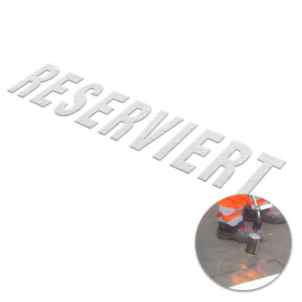 PREMARK® Schriftzug RESERVIERT - thermoplastische Bodenmarkierung - in 2 Längen PREMARK® Schriftzug RESERVIERT - thermoplastische Bodenmarkierung - in 2 Längen