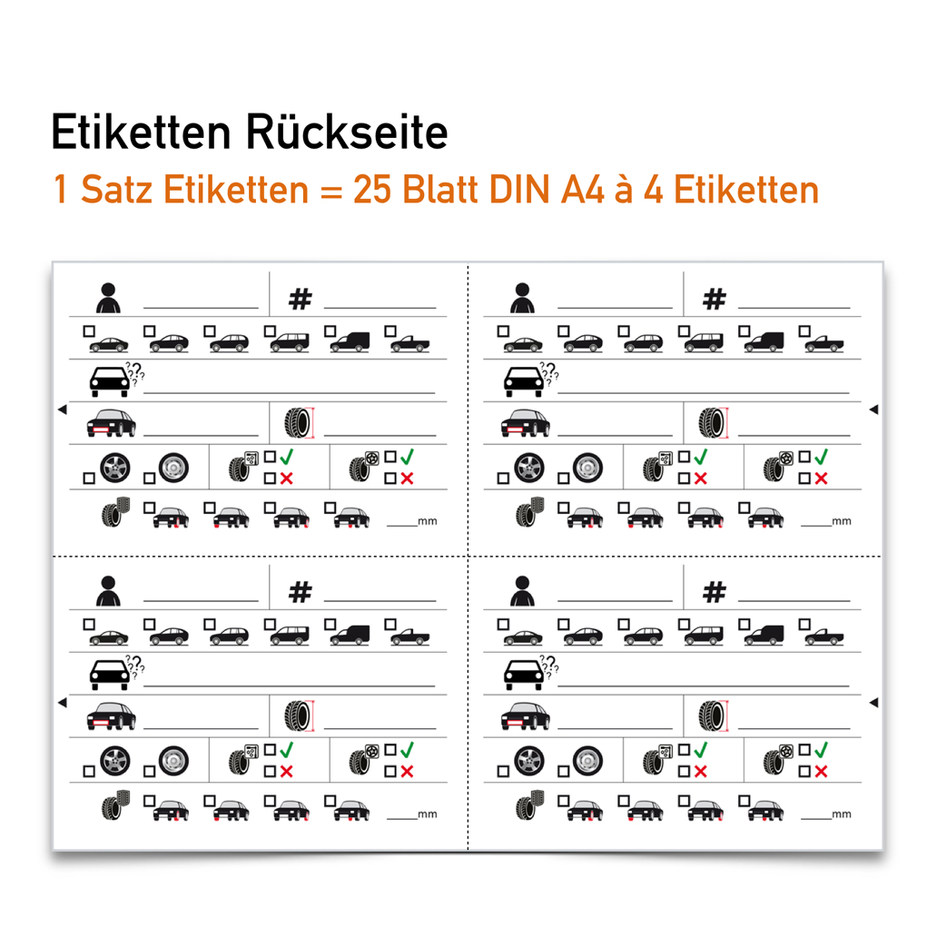 Ersatzetiketten - für Rad-/Reifenanhänger mit Schlaufe - bedruckt