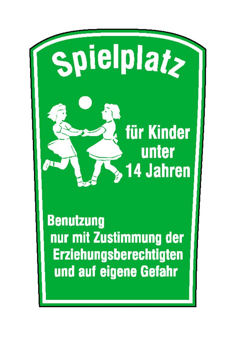 Spielplatzschild - Symbol und Text: Spielplatz für Kinder unter 14 Jahren ...