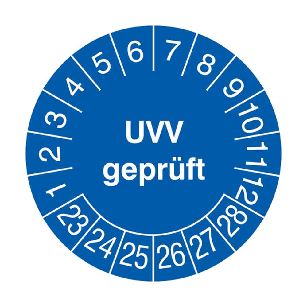 Prüfplakette auf Bogen - UVV geprüft