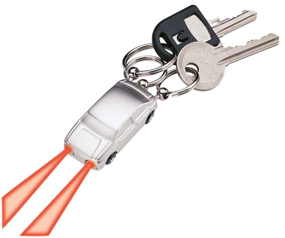 Schlüsselanhänger "LOOP" - in Autoform - mit LED-Taschenlampe